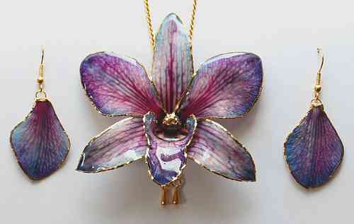 Orchidee Set - Halskette mit Ohrhänger